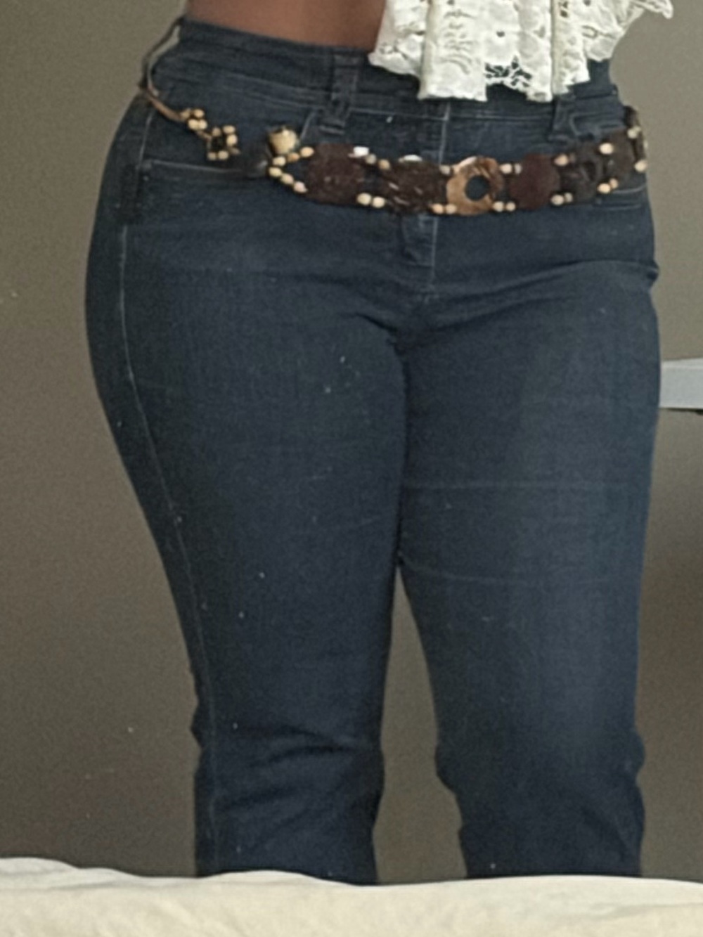 Beaded Wooden Disc Brown Waist Belt